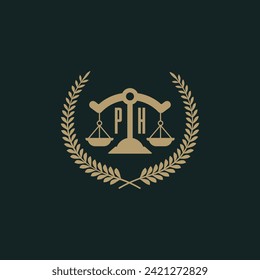 Iniciales de PH para el diseño de iconos de la firma de abogados imagen vectorial