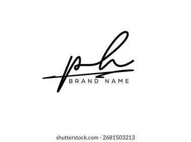 PH letter elegant cursive signature beauty handwriting logo.