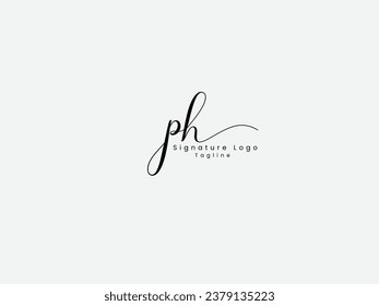 Diseño del logo de la letra ph. Logo de la firma Hp. Negocios. Escrito a mano. Script. Tipo de letra de firma. Creativo. Logo de Ph. Moderno. Tipo de letra. Letras
