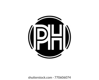 PH letter logo round black
