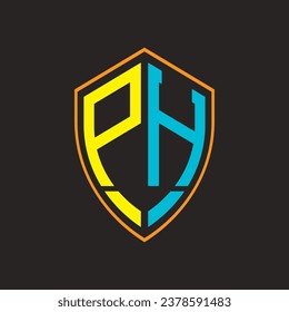 logotipo de letra PH en forma de escudo, plantilla de símbolo de diseño de vector