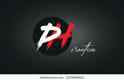 PH Letters Brush Paint Logo icon, Elegant Vector Design