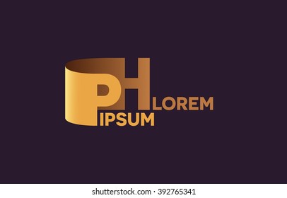 PH letters logo, P and H letters logo alphabet design.