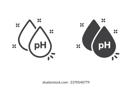 PH line icon with water drops - icon, vector.
