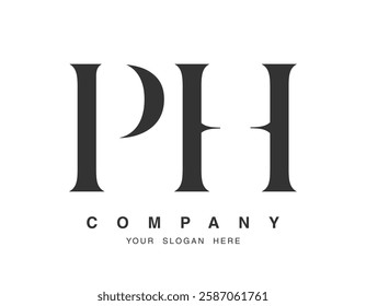 PH logo design. Initial letter p and h serif font style. Creative classic company name typography. Trendy logotype or identity. Vector illustration.