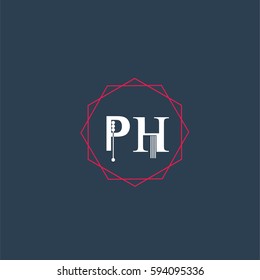 ph logo letter initial, Abstract Polygonal Background Logo, design for Corporate Business Identity,flat icon, Alphabet letter