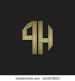 PH Logo monogram outline style linked isolated with gold colors
