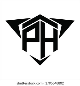 PH Logo monogram with wings arrow around design template on white background