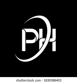 PH logo. P H design. White PH letter. PH/P H letter logo design. Initial letter PH linked circle uppercase monogram logo. PH