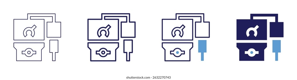Ph meter icon in 4 different styles. Thin Line, Line, Bold Line, Duotone. Duotone style. Editable stroke.