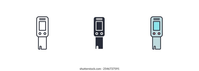 Icono del medidor de pH. Signo del símbolo del medidor de pH para el concepto y el Diseño web móviles. Icono de Vector, Ilustración de logotipo, Vector
