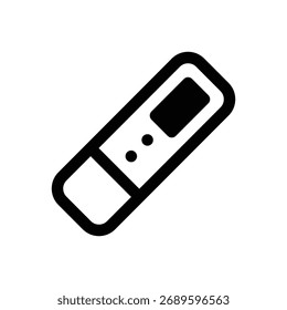 PH meter. Outlined stroke vector icon with black-filled details.
