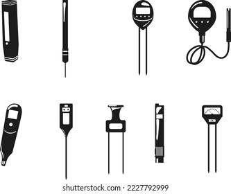 Ph Meter Set conjunto aislado vector Silhouette