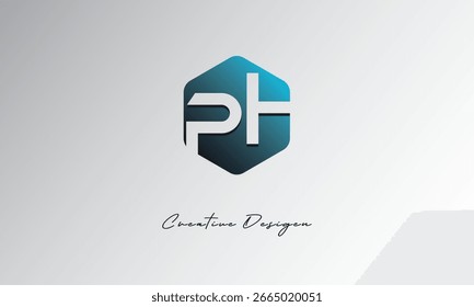 PH minimal polígono forma abstrato símbolo de espaço negativo para uso de marca"