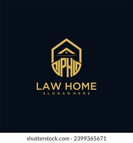 PH monogram initial logo for lawhome with shape home design