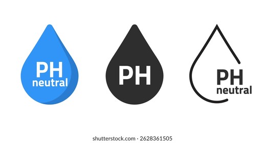 Ph neutral free icon vector graphic in water drop set, potential of hydrogen line stroke simple sign symbol pictogram solid silhouette image clip art