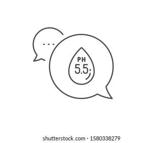 Ph neutral line icon. Chat bubble design. Clinically tested sign. Water drop symbol. Outline concept. Thin line ph neutral icon. Vector