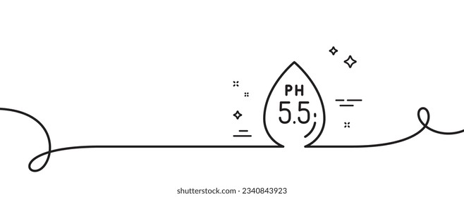 Ph neutral line icon. Continuous one line with curl. Clinically tested sign. Water drop symbol. Ph neutral single outline ribbon. Loop curve pattern. Vector