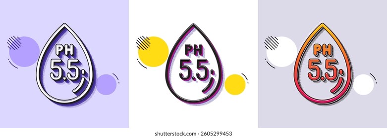 Ph neutral line icon. Halftone dotted pattern. Gradient icon with grain shadow. Clinically tested sign. Water drop symbol. Line ph neutral icon. Various designs. Vector