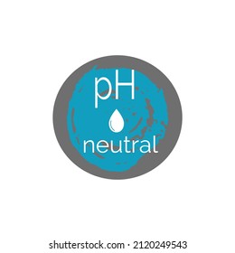 pH neutral round textured icon. Blue dermatology symbol isolated on white background. Flat vector illustration
