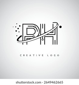 PH Orbit Monogram Logo - Futuristic Minimal Letter mark with Circular Line Art, Tech-Inspired Dots and Space Motion Concept for Modern Branding Identity (Logotipo de Monograma de Órbita PH - Marca de Letra Mínima Futurista com Linha de Arte Circular, Pontos Inspirados na Tecnologia e Conceito de Movimento Espacial para Identidade de Marca Moderna)
