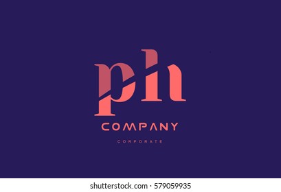 ph p h alphabet small letter blue pink creative design vector company logo icon template 