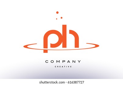PH P H creative orange swoosh dots alphabet company letter logo design vector icon template