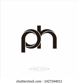 ph p h Initial Letter Split Lowercase Modern Monogram linked outline rounded logo