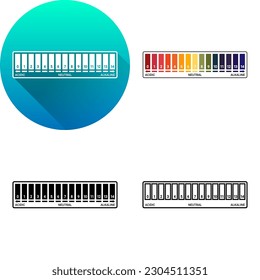 pH Range Scale Acid-Alkaline Balance Laboratory Equipment, Set of Flat Long Shadow, Color, Black-White Silhouette, Line Art Icon Symbol Logo Isolated on White Background