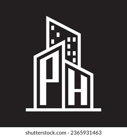 Logo de PH inmobiliario Diseño con estilo de construcción, Vector de material de logotipo