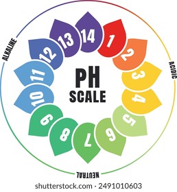 El indicador universal de la escala del pH, icono del círculo del goteo, Vector, ilustración