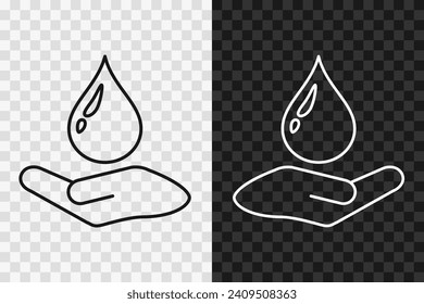 PH skin, line icon, high quality vector editable stroke symbol. Moisturizing hand skin, outline sign isolated on dark and light transparent background.