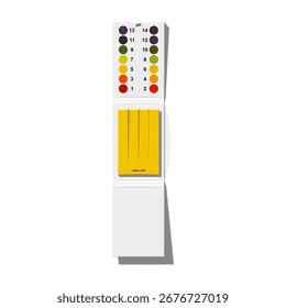 Papel de prueba de pH tiras de papel de fuego con escala colorida para la medición de la acidez y la alcalinidad aislado realista 3D maqueta de Vector vista superior, herramienta de diagnóstico de laboratorio para la química, investigación científica