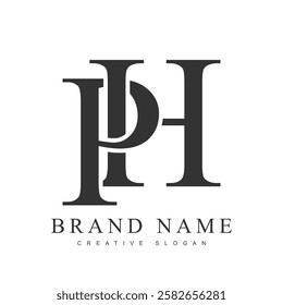 PH trendy logotype template. Initial letter p and h classic font style. Creative logo for company name or identity. Vector illustration.