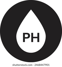 Icono del valor del PH en la gota de agua aislada sobre fondo blanco . Icono de ph neutro del líquido cutáneo Vector