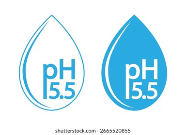 Coleção de conjuntos de ícones de vetor de valor PH. Valor de PH Ícone plano de contorno. sinal de ilustração de pele de equilíbrio neutro. PH neutro 5,5, sinais para o cuidado da pele e embalagem ou recipiente do produto de beleza. Vetor EPS10