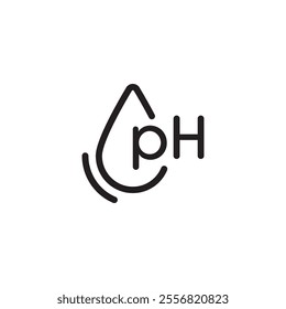 ph and water drop logo. ph concept