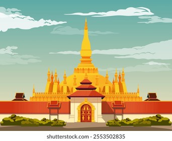 Pha That Luang Vientiane, Laos - Stock Illustration as EPS 10 File