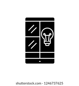 Phablet idea black icon, vector sign on isolated background. Phablet idea concept symbol, illustration 