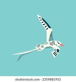 Phaeton bird color element. Abstract exotic animal. Vector isolated concept. Trendy illustration.