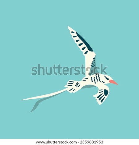 Phaeton bird color element. Abstract exotic animal. Vector isolated concept. Trendy illustration.