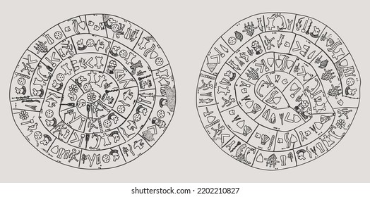 Phaistos disk both sides vector illustration for your design or logo