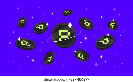 Phala Network coins falling from the sky. PHA cryptocurrency concept banner background.