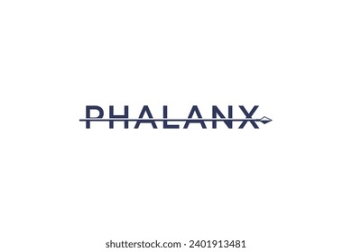 Phalanx Spear Waffe Logo Design, alte griechische Soldaten Symbol.