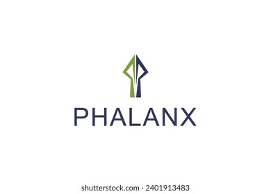 Phalanx spear weapon logo design, ancient greek soldier icon symbol.