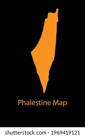 Phalestine Country Map with black background