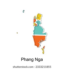 Phang Nga Map. vector map of Thailand design template with outline graphic sketch style isolated on white background