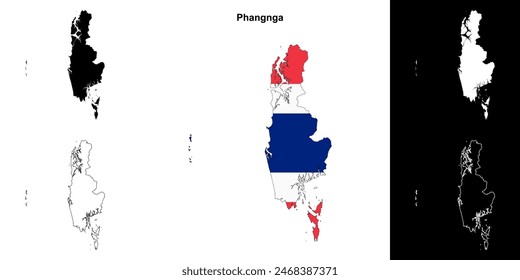Phangnga province outline map set