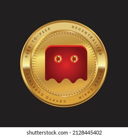 Phantasma SOUL cryptocurrency token logo on gold coin in red color theme.