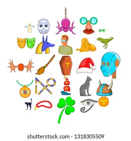 Phantasy icons set. Cartoon set of 25 phantasy vector icons for web isolated on white background